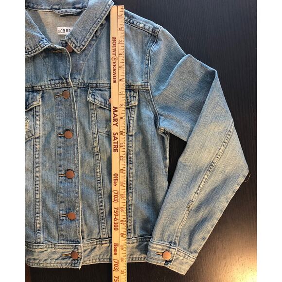 GAP Women's Small Denim Jacket Lily Flap Pocket Distressed Jean VTGNICSN 305753 - Picture 11 of 12